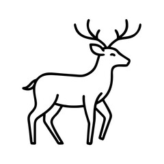 Obraz premium Line drawing of a deer walking with antlers in a simple style 