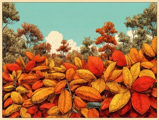 Drawing seasons plants background, Autumn Banner