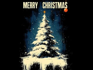 Happy New Year banner, greeting card, poster, holiday cover. Modern Xmas design Christmas tree