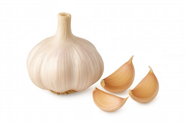 Garlic bulb and cloves, pungent kitchen ingredient adding strong flavor to cooking and healthy food recipes