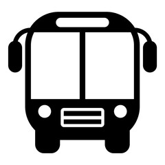 Bus icon. Public transport symbol and silhouette in flat style clip art with transparent background.