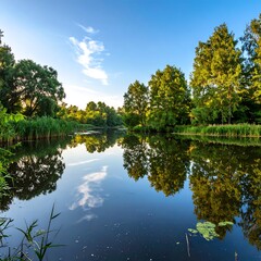 Serene riverside landscape
