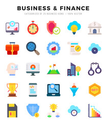 Vector Business & Finance types icon set in Flat style. vector illustration.