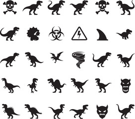 A vector set of black animal silhouettes including a cat, lion, and bird is a versatile icon collection for design and illustration
