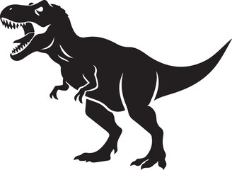 Black Tyrannosaurus Rex dinosaur silhouette vector illustration isolated on white for wildlife icon