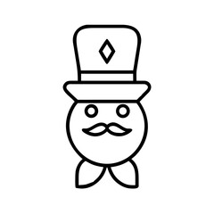 Fototapeta premium Whimsical cartoon character wearing a top hat with mustache 