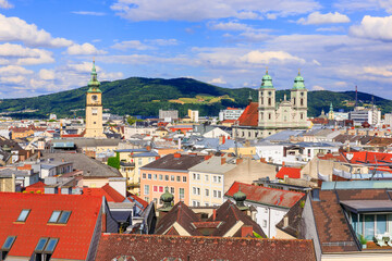 Linz, Austria. Panoramic view of the old town.
