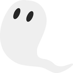 Friendly cartoon ghost illustration. Simple white spooky spirit character for Halloween designs and minimalist spectral icons.