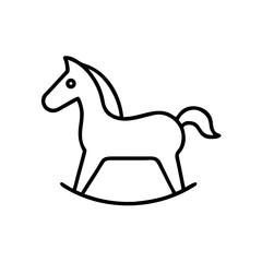 Obraz premium Rocking horse icon in minimalist line art style 