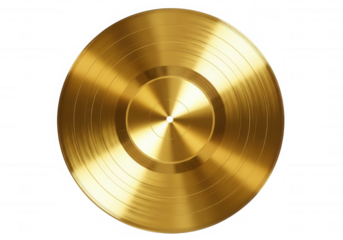 Golden record disc isolated on a transparent background