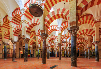 Cordoba, Spain. Interior view of La Mezquita Cathedral in Cordoba, Spain. Cathedral built inside of the former Great Mosque.