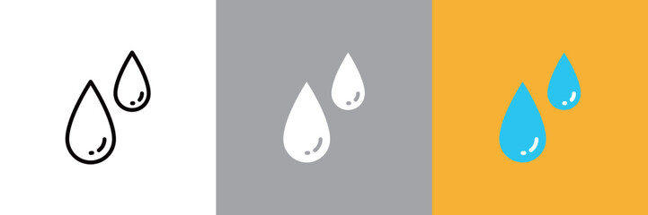 水滴のカラーとモノクロアイコンセット