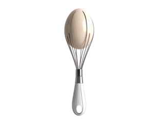 Whimsical kitchen tool resembling a hot air balloon whisking eggs