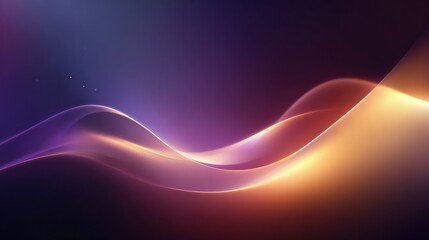 Abstract flowing wave design with gradient colors transitioning from purple to golden hues on a dark background