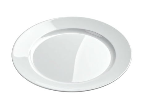 A glossy white oval plate on a black background, seemingly floating