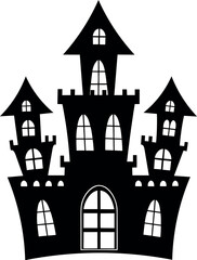 Haunted halloween house silhouette vector illustration, Halloween house silhouette vector
