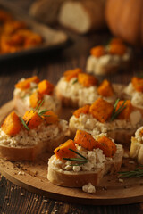 Seasonal bruschetta sandwiches with pumpkin