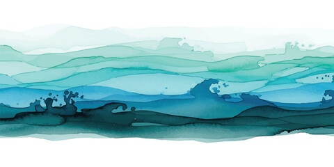 Abstract Turquoise and White Background with Watercolor Texture and Smooth Gradient Ideal for Digital Design