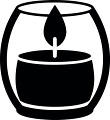 Round candle glass container flame on realistic on transparent background
