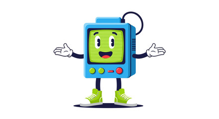 Fototapeta premium Cartoon retro tv character with cheerful expression perfect for educational content and design