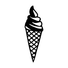 monochrome waffle cone dessert icon