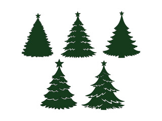 christmas tree set isolated with white background 