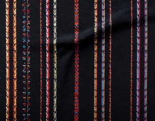 Braided Threads on Dark Fabric - A Study in Texture and Color.