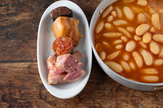 Fabada asturiana bean stew with pork and sausage