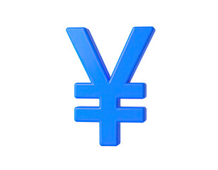 Obraz premium A vibrant blue, 3D rendered Japanese Yen symbol isolated on black