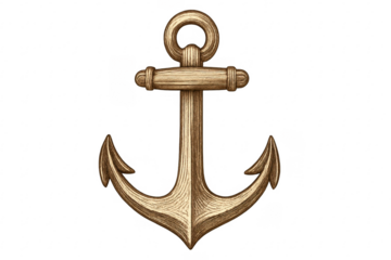 Golden vintage anchor symbolising stability and marine travel