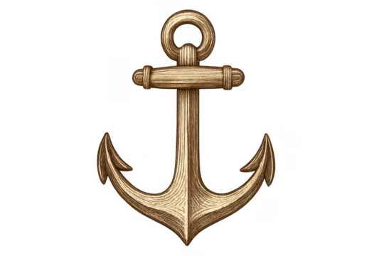 Golden vintage anchor symbolising stability and marine travel