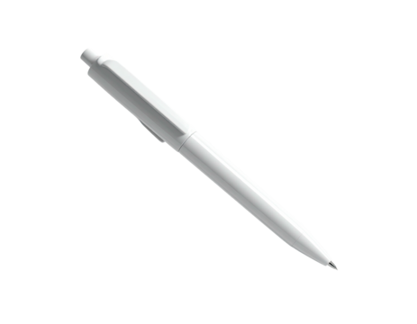 White ballpoint pen, angled on a black background, viewed from above