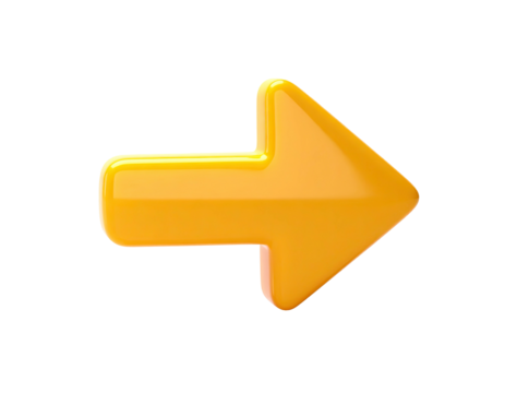 Glossy, right-pointing arrow with rounded edges, set against a stark black background