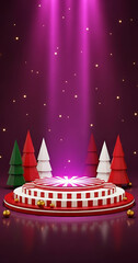 Obraz premium Holiday Showcase Podium with Geometric Christmas Trees