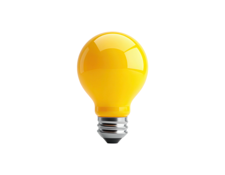 A bright yellow lightbulb glows against a stark black background