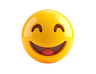 Fototapeta premium 3D rendering of a bright yellow emoji smiling with open mouth and tongue
