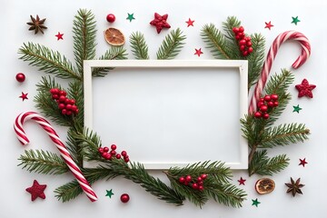 Festive Christmas Frame with Decorations