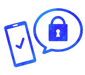 青い星空｜南京錠とスマホ