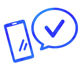 青い星空｜チェックマークとスマホ