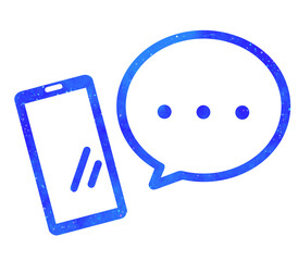 青い星空｜点々の吹き出しとスマホ