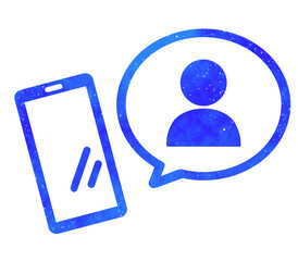 青い星空｜ユーザーアイコンとスマホ