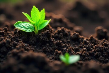 Rich Dark Soil Close-Up Intricate Texture and Organic Matter, Ideal for Agriculture, Environmental, and Gardening Projects. Showcases Earths Natural Beauty and Potential.