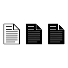 Minimalist icon set three document pages line art filled outline simple style