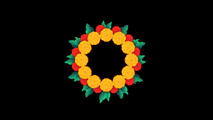 Traditional Floral Rangoli Design with alpha matte