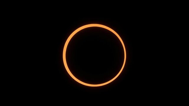 An orange, luminous ring against a stark black background, creating a celestial, circular form