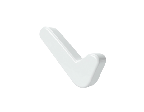 A 3D, shiny, white, check mark graphic, with a shadow, on a black background