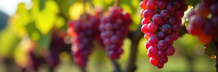 Sun-Drenched Wine Grapes Ready for Harvest Vibrant Clusters Hanging on the Vine, Promising Delicious Wine