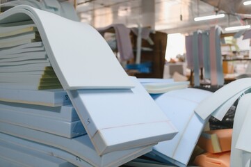 Foam rubber sheets stacked in furniture factory for sofa production