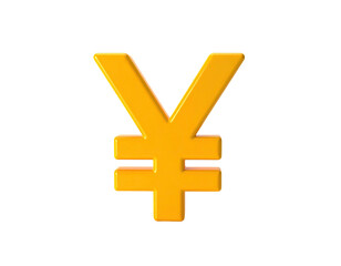 A gleaming golden yen currency symbol, against a stark black background