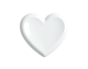 Glossy, white heart shape floating on a stark black background